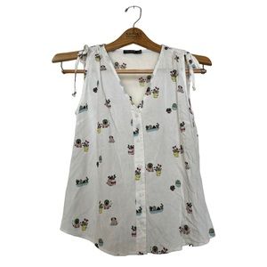 Bershka BSKGIRL Size XS Sleeveless Top Blouse Dog Print